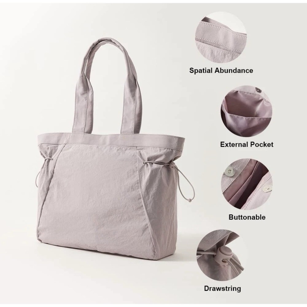 VAKAER Lavender Side Cinch Shopper Tote Bag 18L Shoulder Bag Large Travel Pastel - Picture 6 of 8